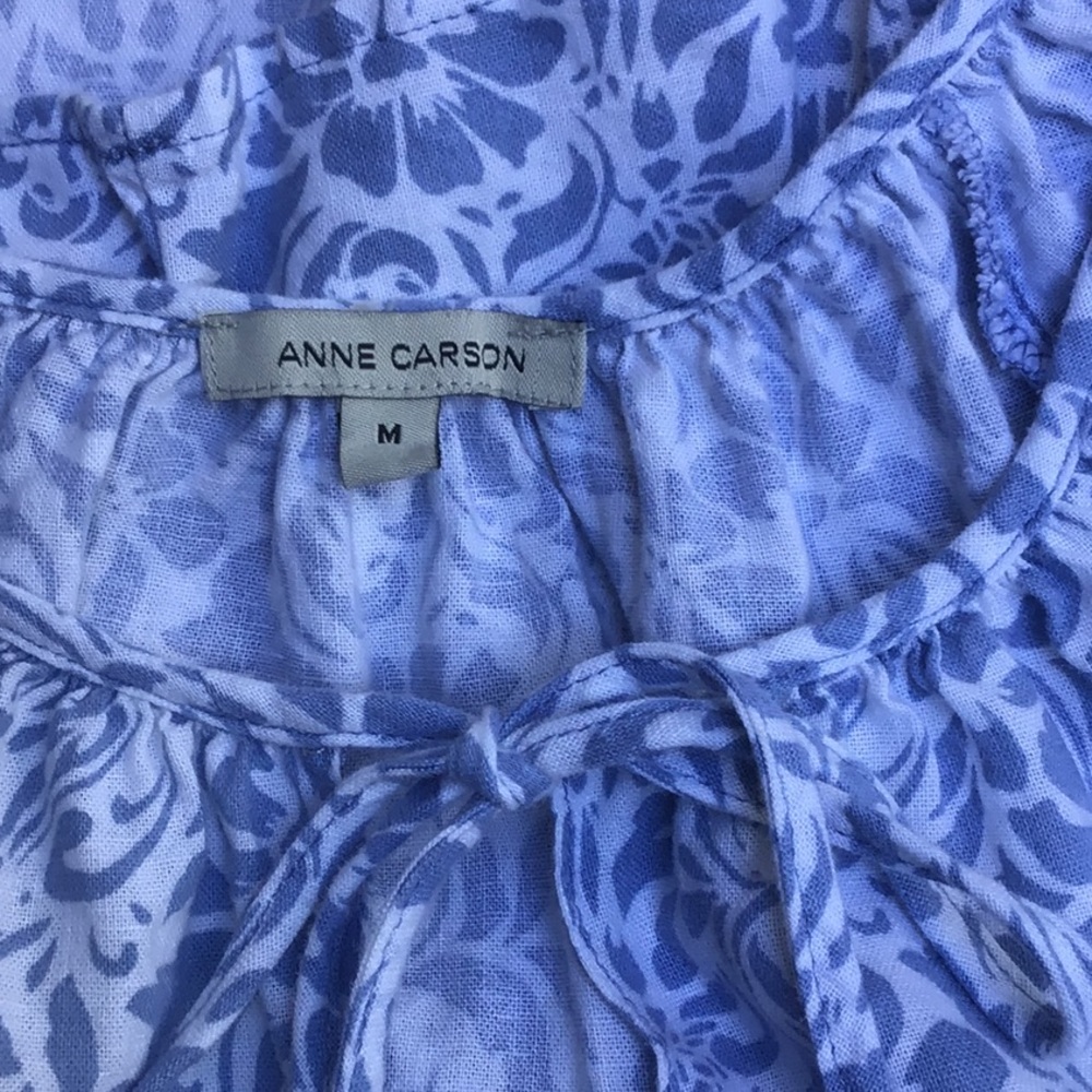 Ann Carson Blue/White Floral Top M